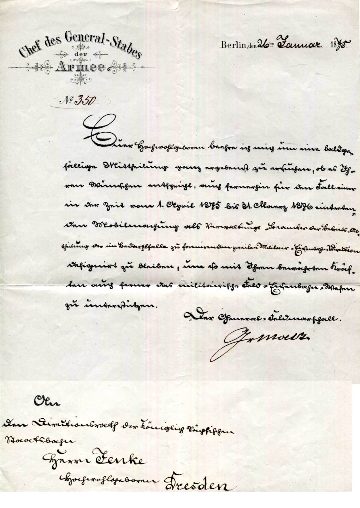 Helmuth von Moltke the Elder Autograph