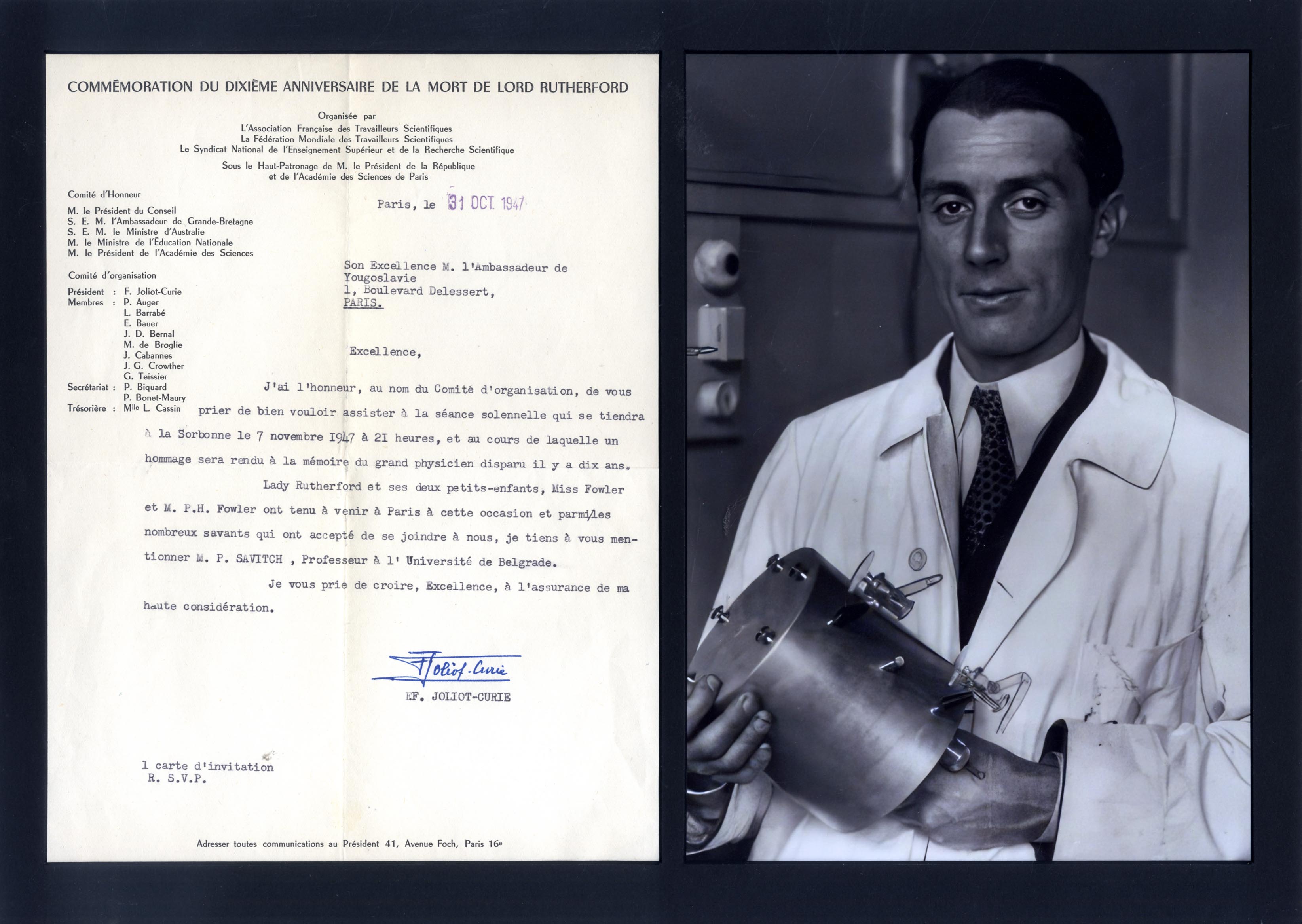 Frédéric Joliot-Curie Autograph