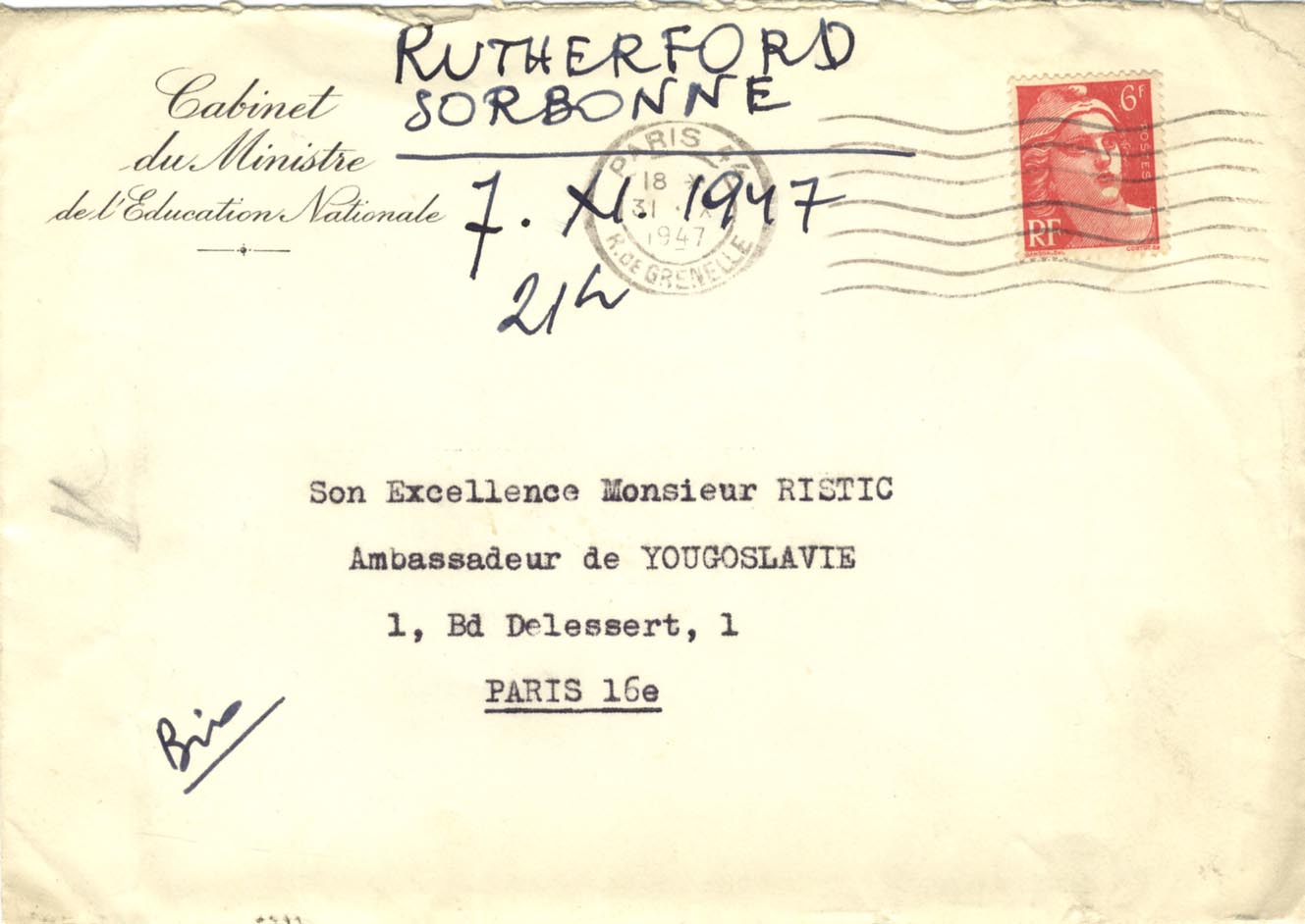 Frédéric Joliot-Curie Autograph