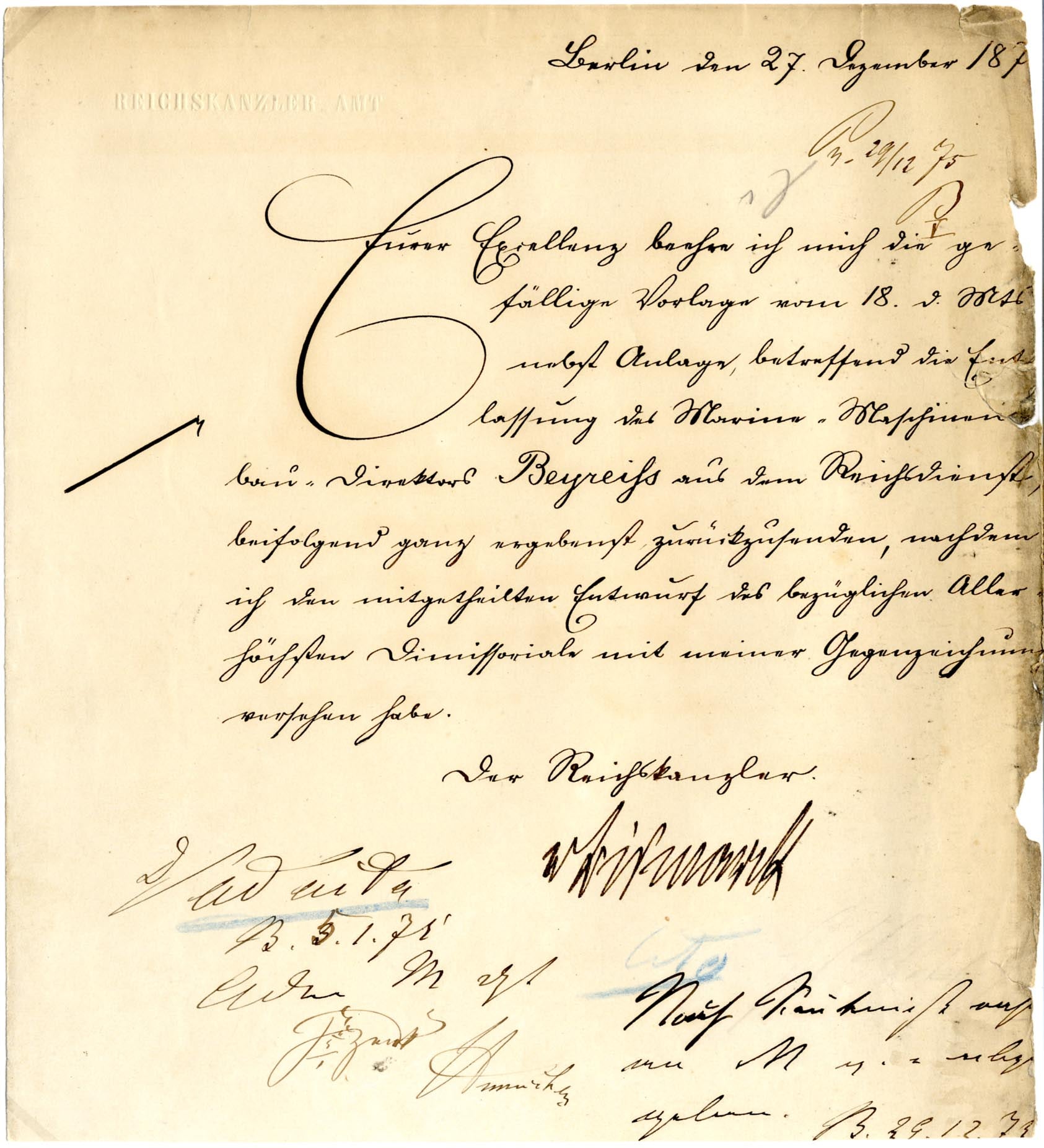 Otto Fürst von Bismarck Autograph