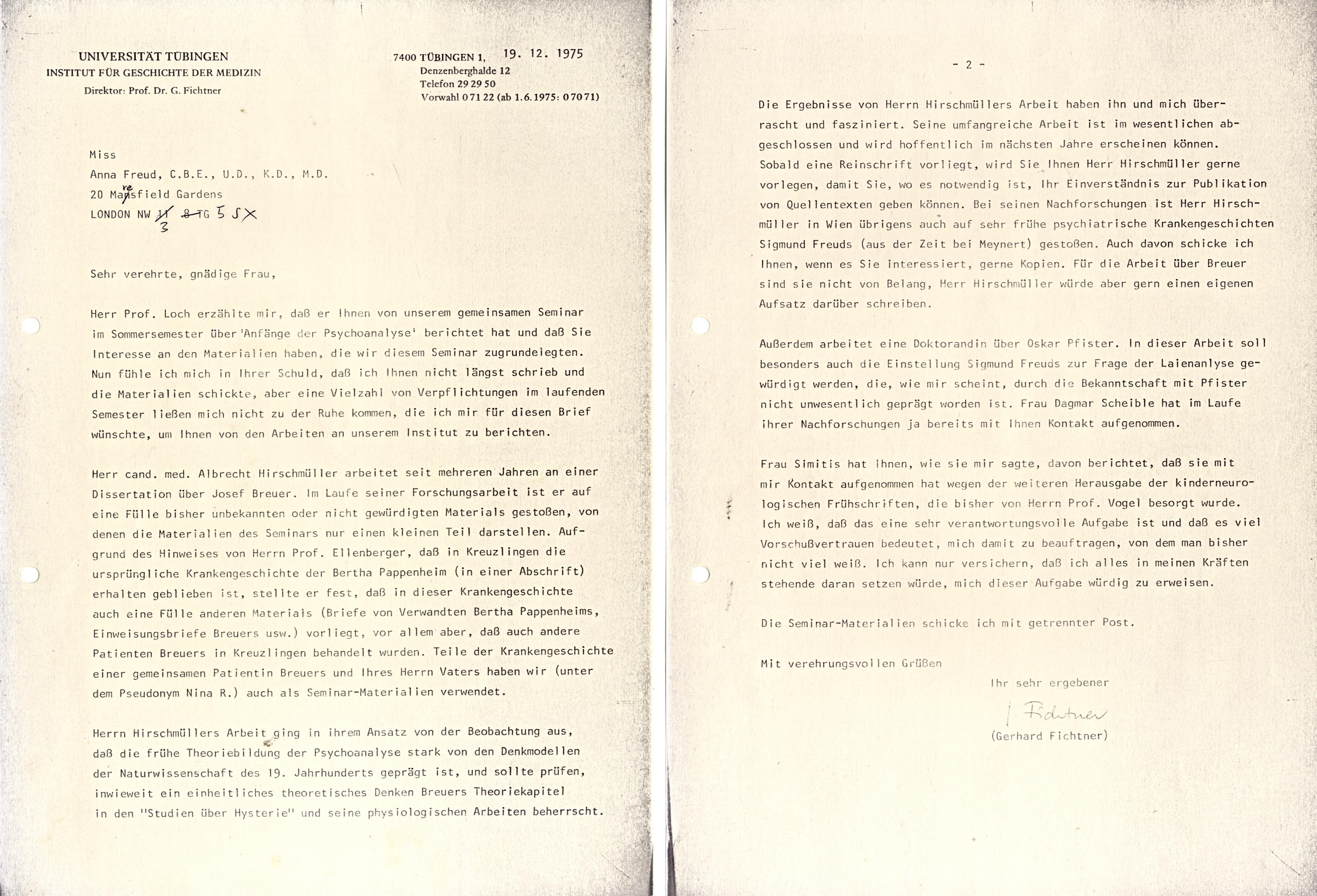 Anna Freud Autogramme