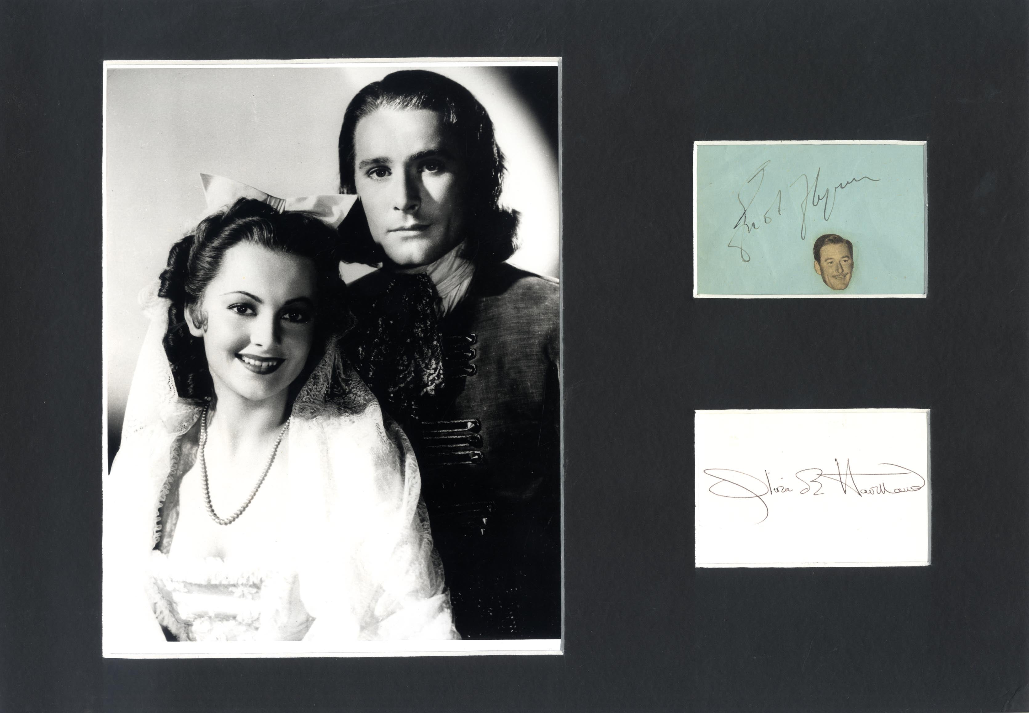 Errol Flynn & Olivia de Havilland Autogramme