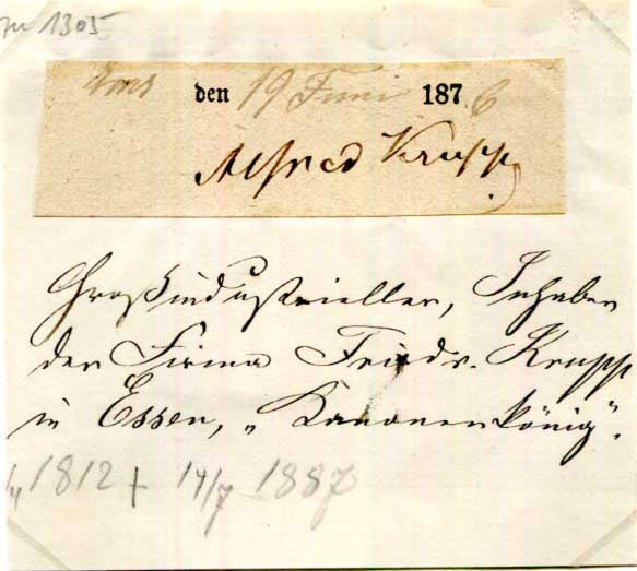 Alfred Krupp Autograph Autogramm | ID 16002824274301
