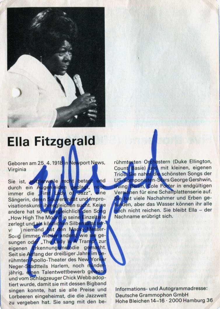 Ella Fitzgerald Autograph Autogramm | ID 16003633676669
