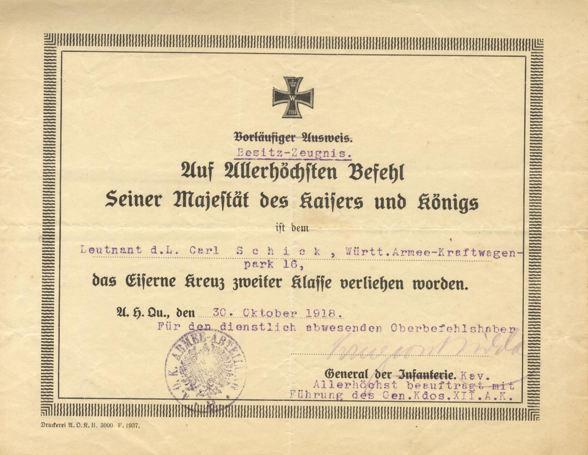 Hans Krug von Nidda Autograph
