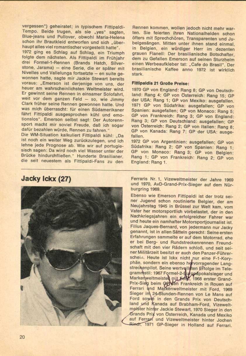 Nürburgring FORMULA ONE GP 1972 Autographs