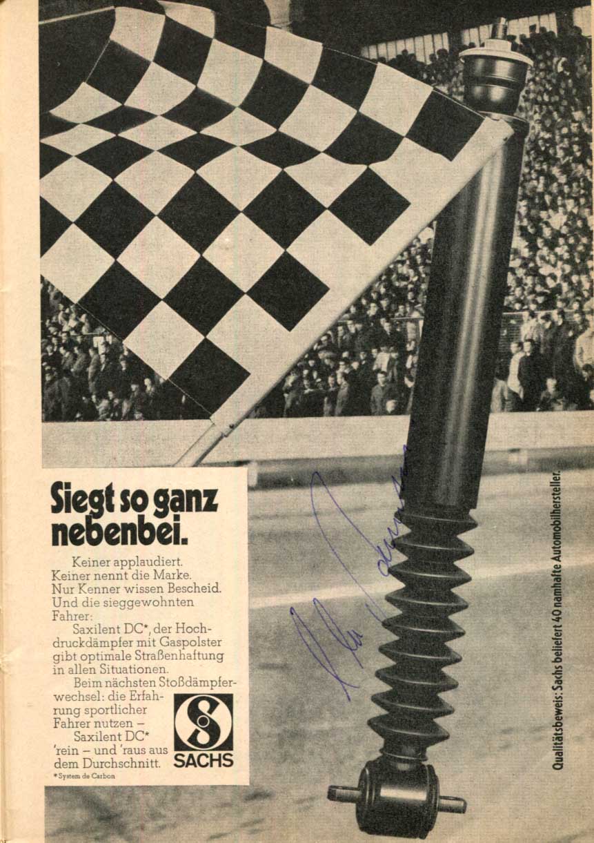 Nürburgring FORMULA ONE GP 1972 Autographs