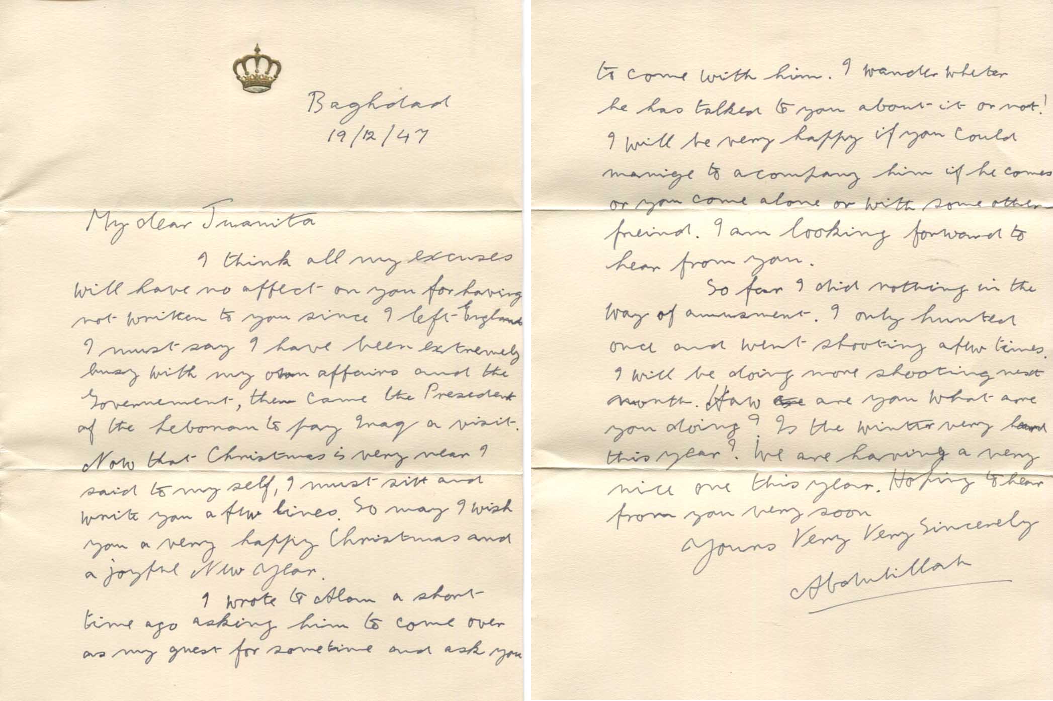 Abd al-Ilah of Hejaz (Iraq) Autograph