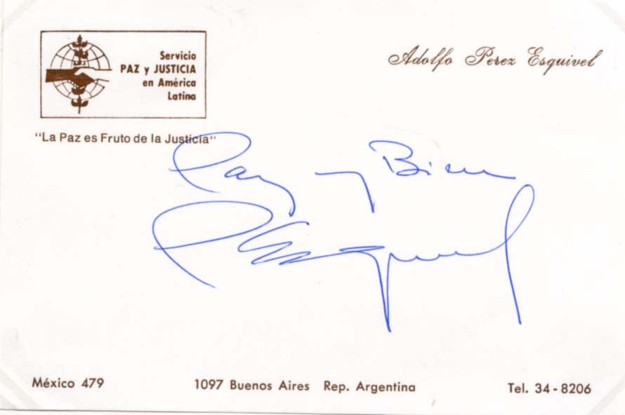 Adolfo Esquivel Autograph Autogramm | ID 15069285253501