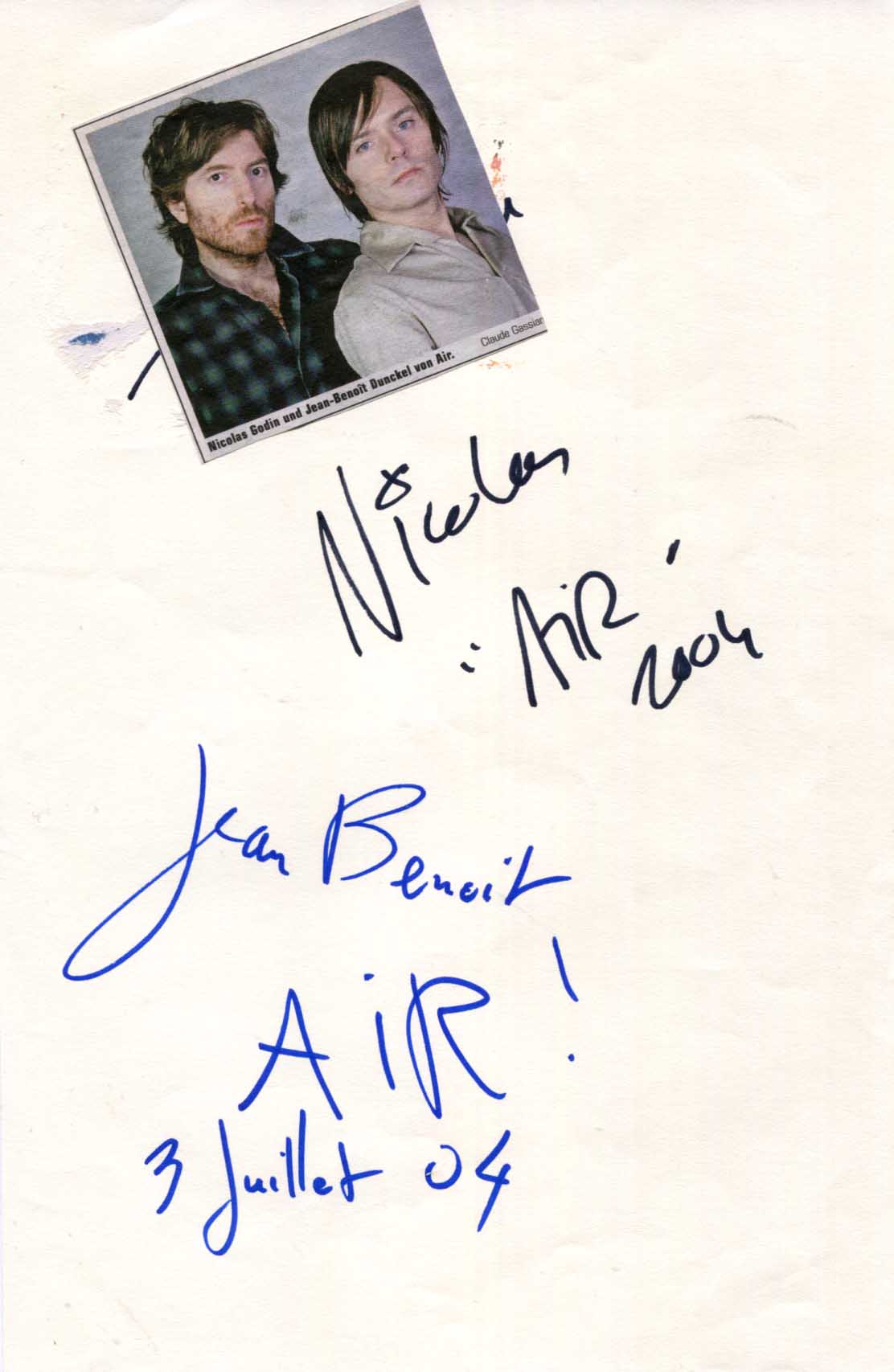 Nicolas & Jean-Benoît Godin & Dunckel Autograph Autogramm | ID 14833010442621