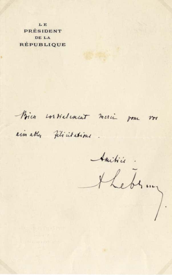 Albert Lebrun Autograph