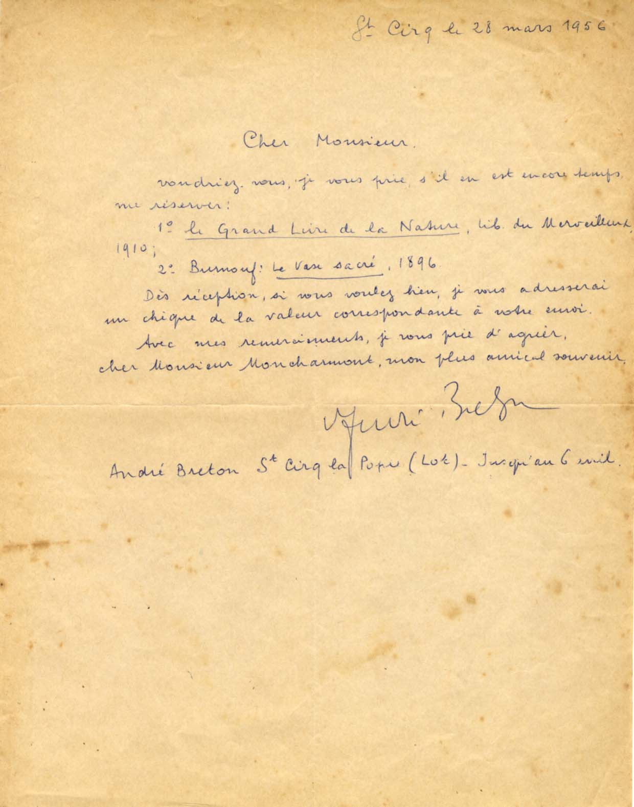 André Breton Autograph