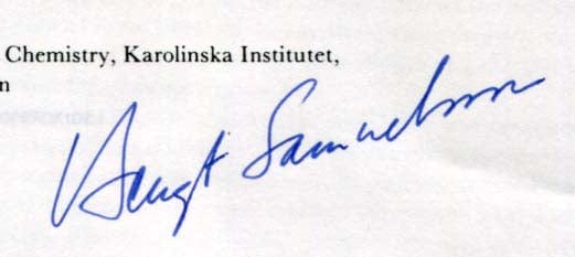 Bengt Ingemar Samuelsson Autograph Autogramm | ID 8326206685333