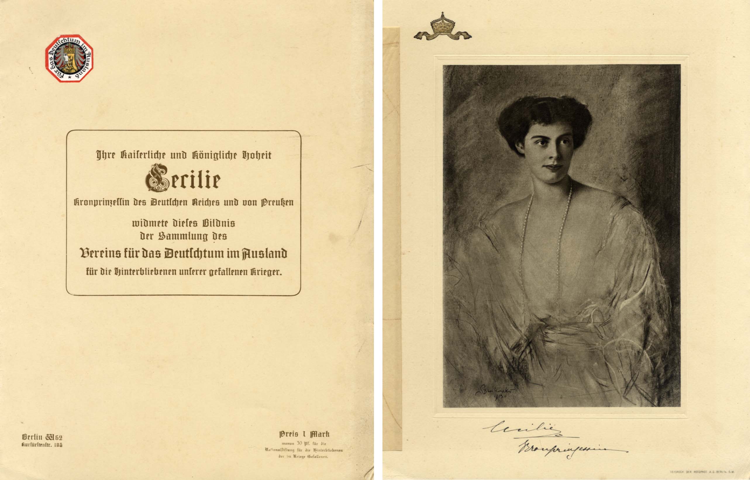 Duchess Cecilie of Mecklenburg-Schwerin Autograph