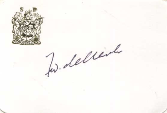 Frederik de Klerk Autograph