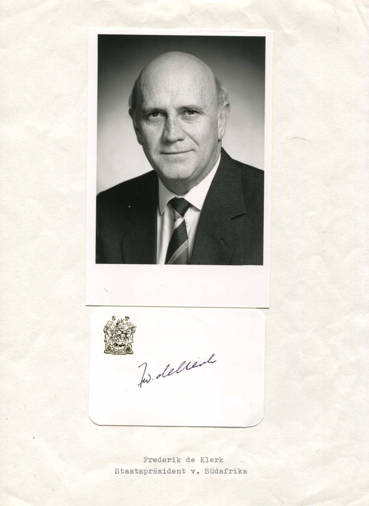 Frederik de Klerk Autograph