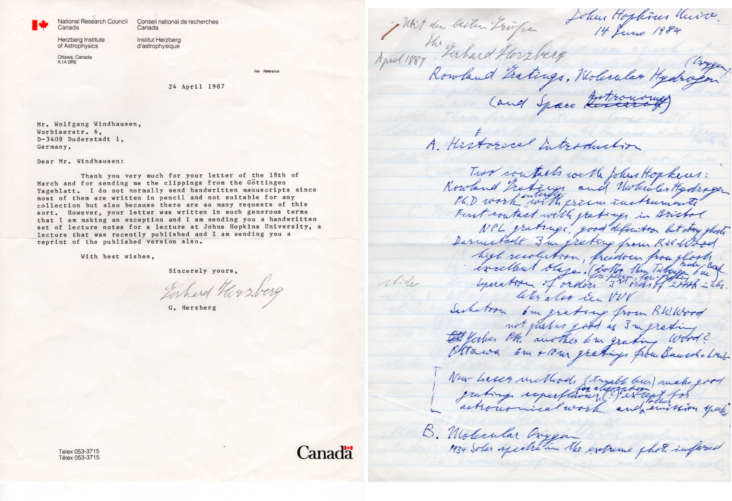 Gerhard Herzberg Autograph Autogramm | ID 7884127174805