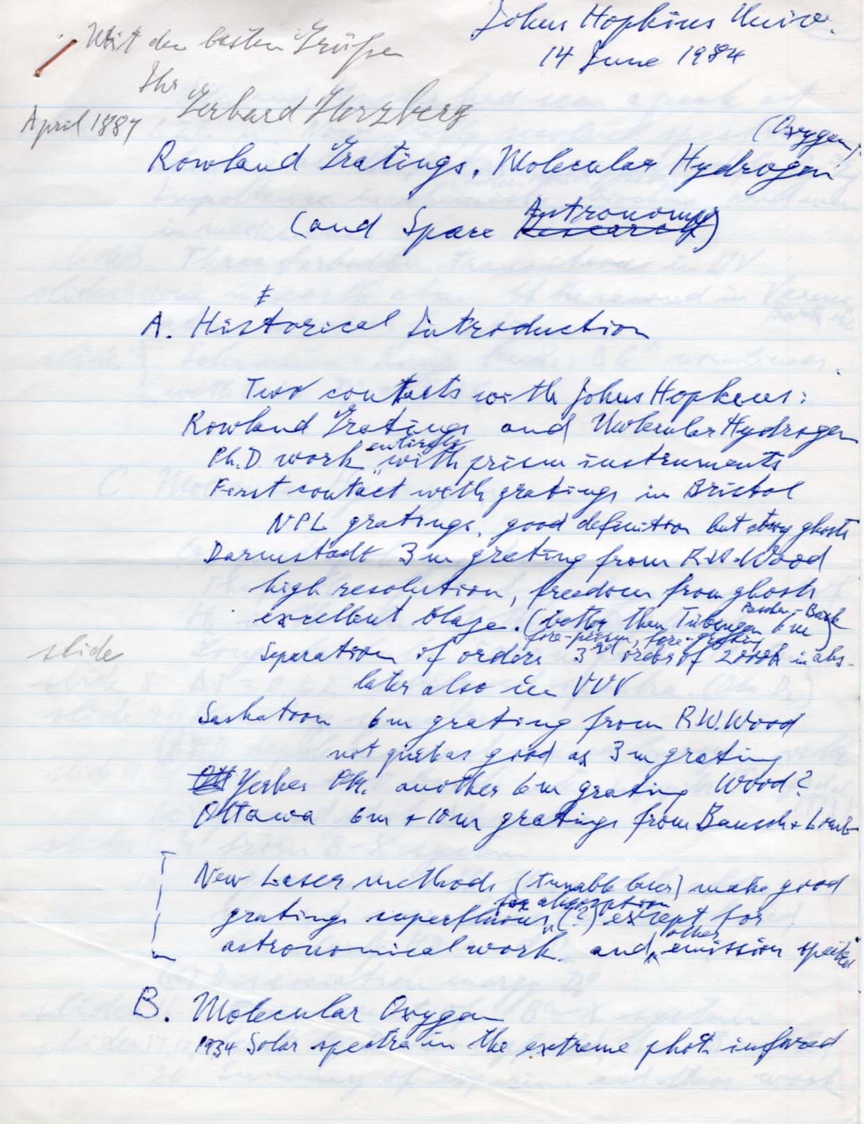 Gerhard Herzberg Autograph Autogramm | ID 7884127174805