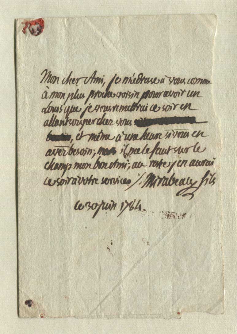 Honoré Gabriel Riqueti, Comte de Mirabeau Autograph