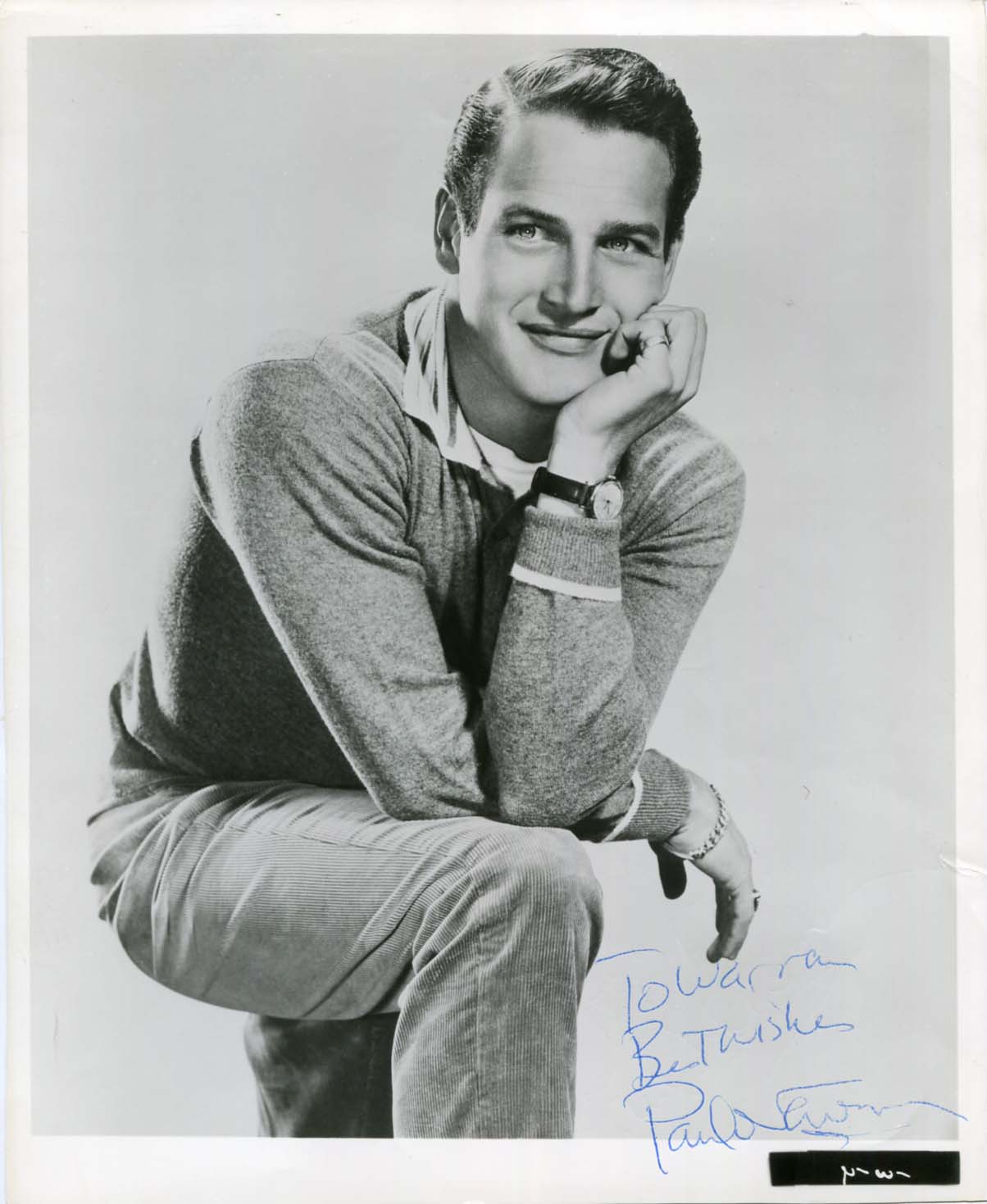 Paul Newman, Signed 5x7 Double Sided Hollywood Collector