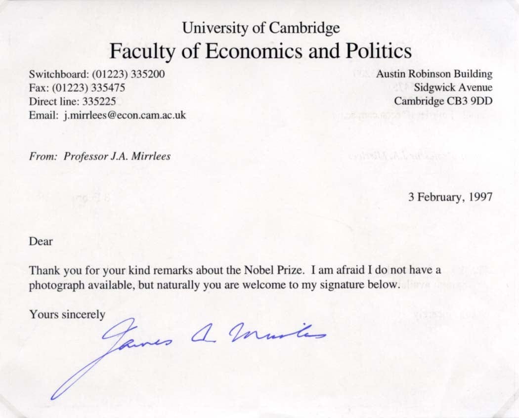 James Mirrlees Autograph