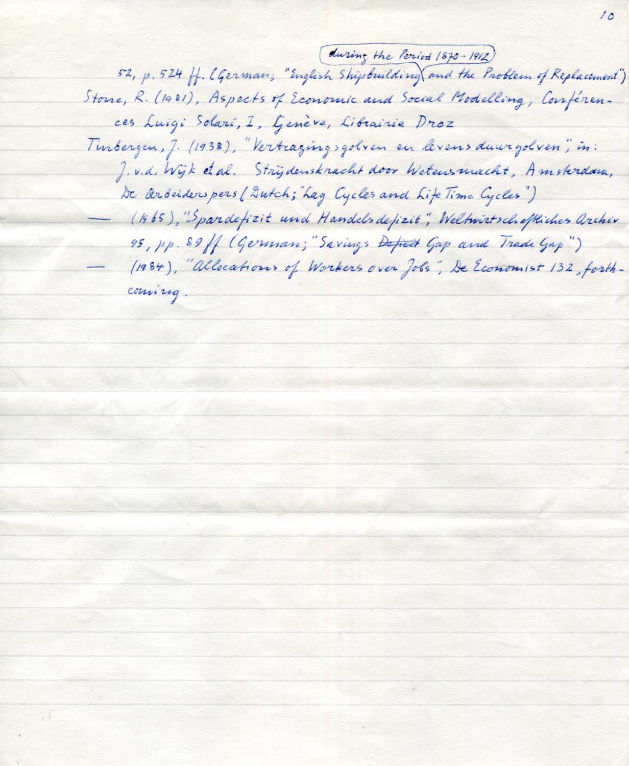 Jan Tinbergen Autogramm