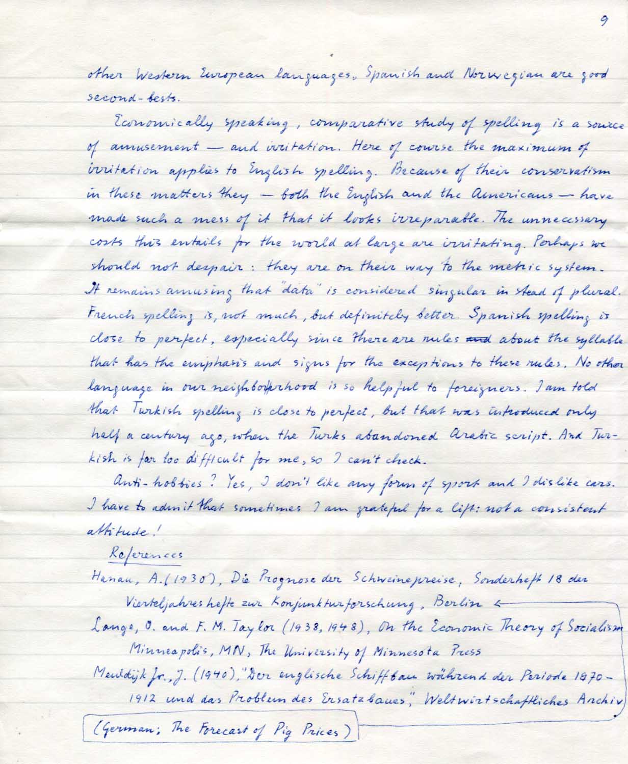 Jan Tinbergen Autogramm