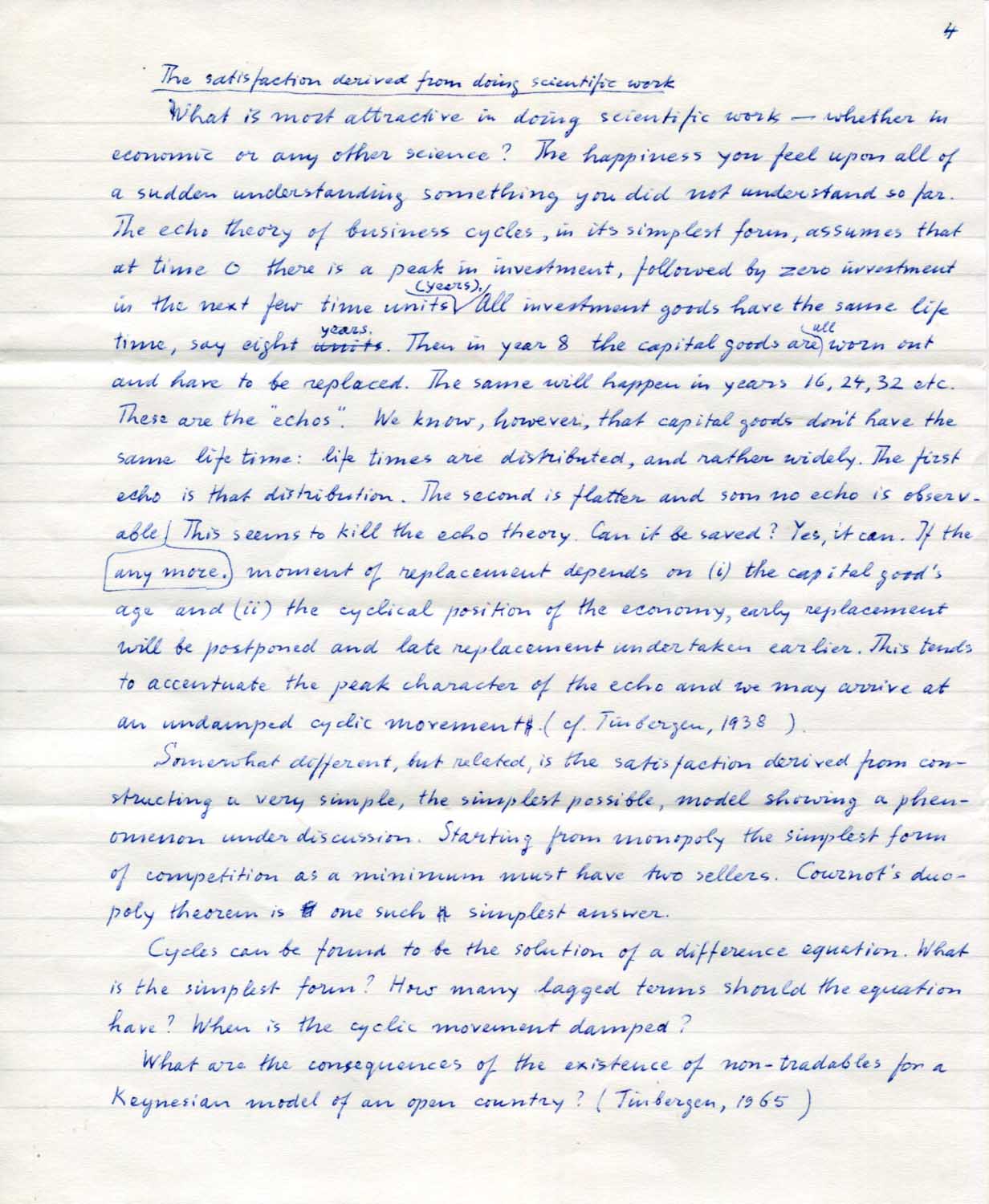 Jan Tinbergen Autogramm