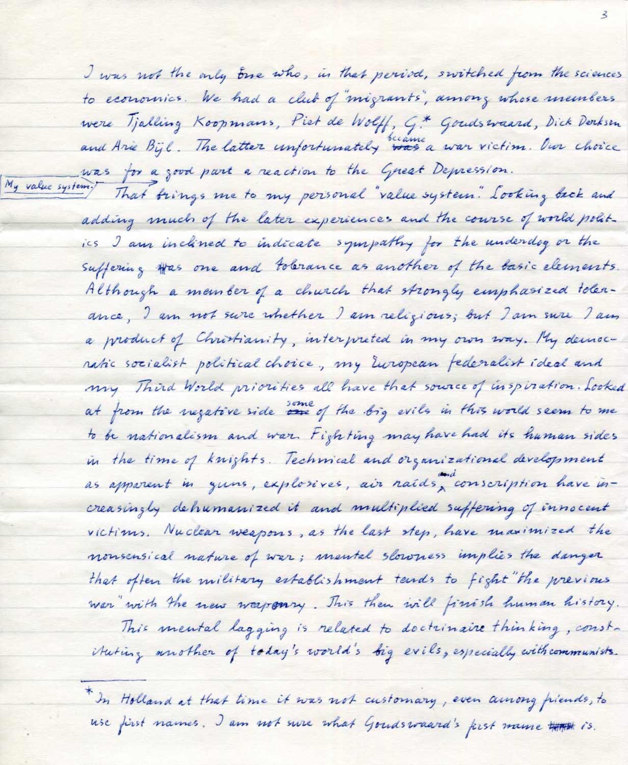 Jan Tinbergen Autogramm