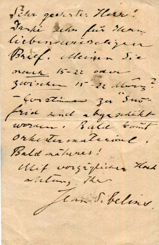 Jean Sibelius Autograph Autogramm | ID 7988434501781
