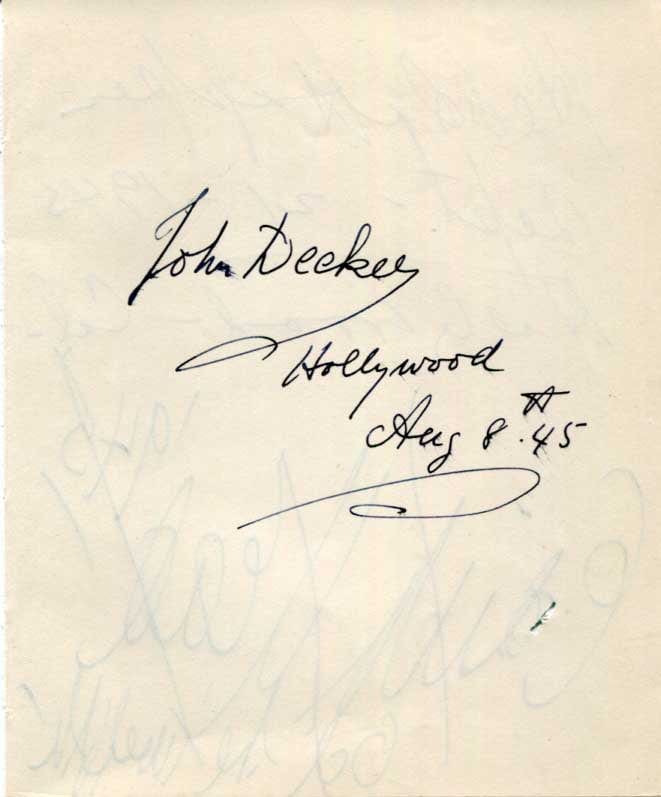 John Decker & 1940s Hollywood Autograph