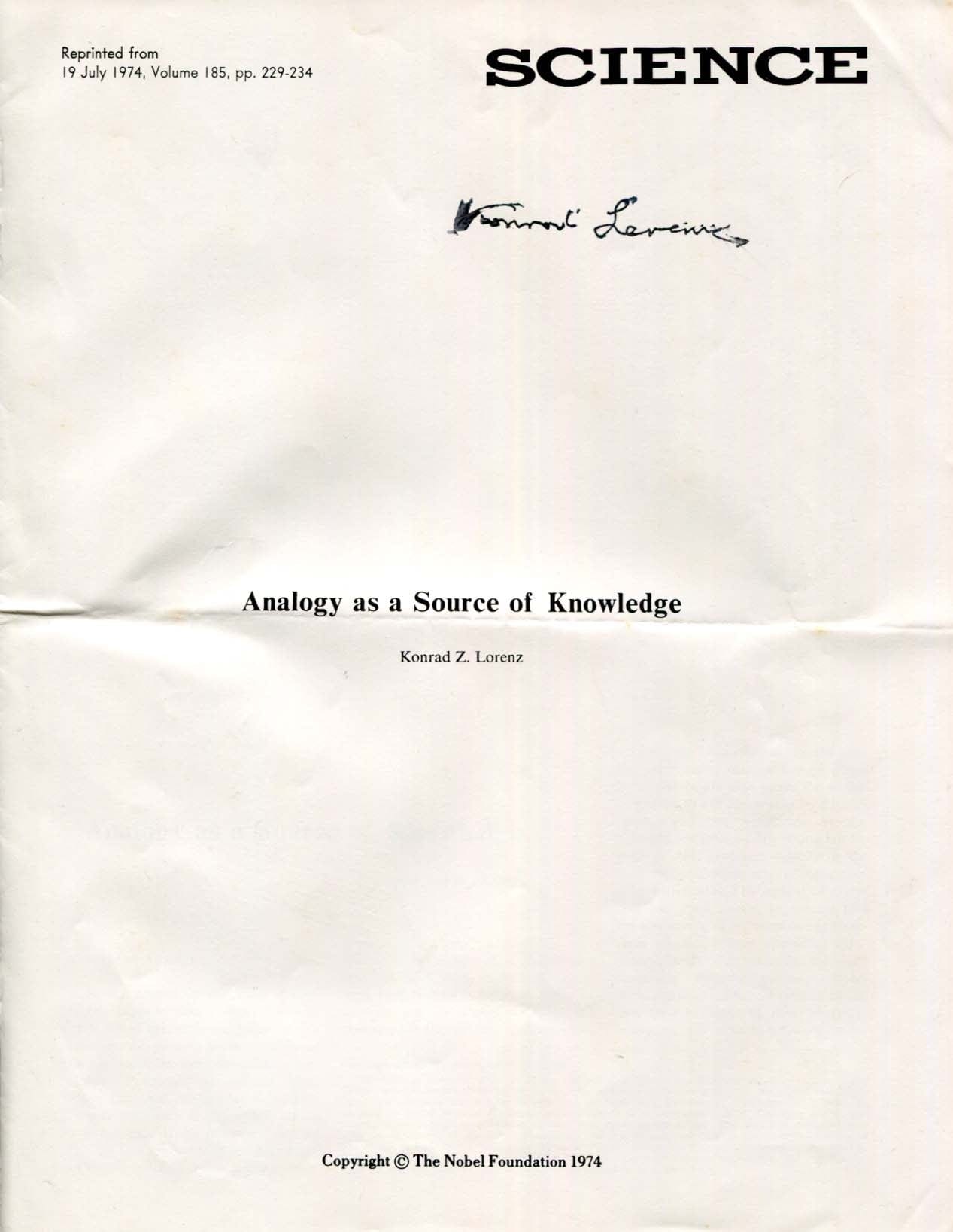 Konrad Lorenz Autograph Autogramm | ID 8325999263893