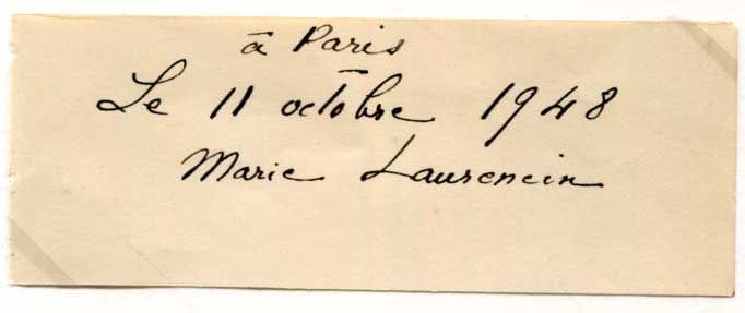 Marie Laurencin Autograph Autogramm | ID 15167395889533