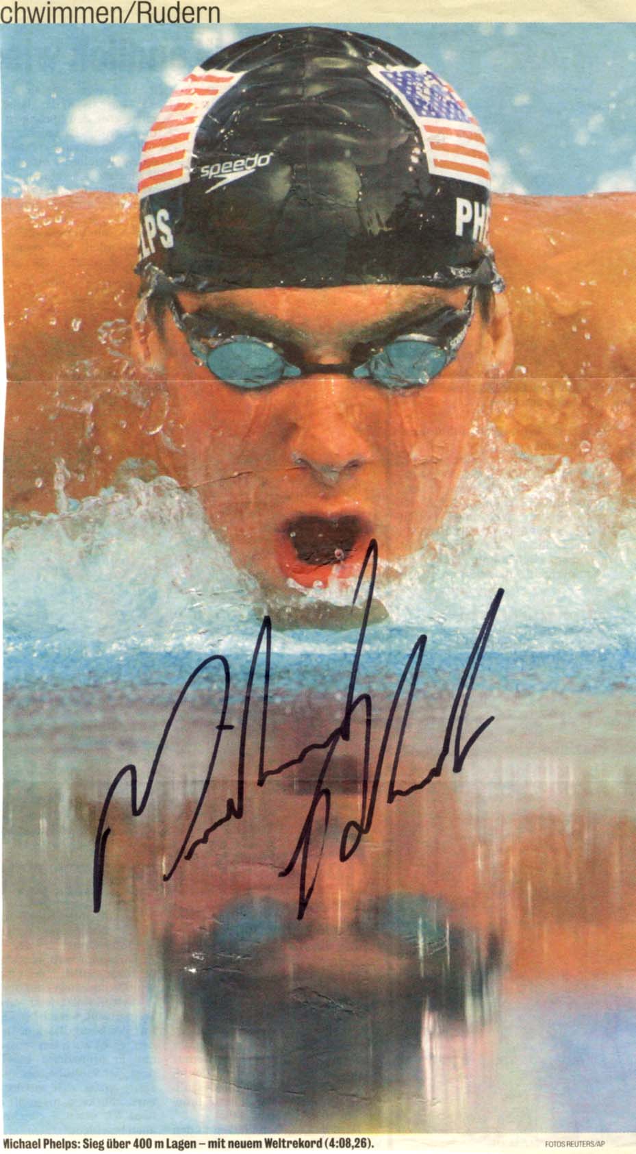 Michael & Mark Phelps & Spitz Autograph Autogramm | ID 14836016218493