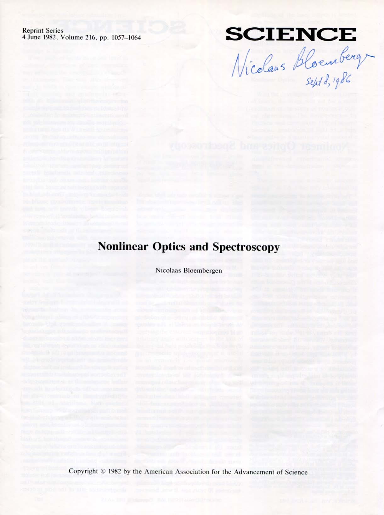 Nicolaas Bloembergen Autograph Autogramm | ID 8141629456533