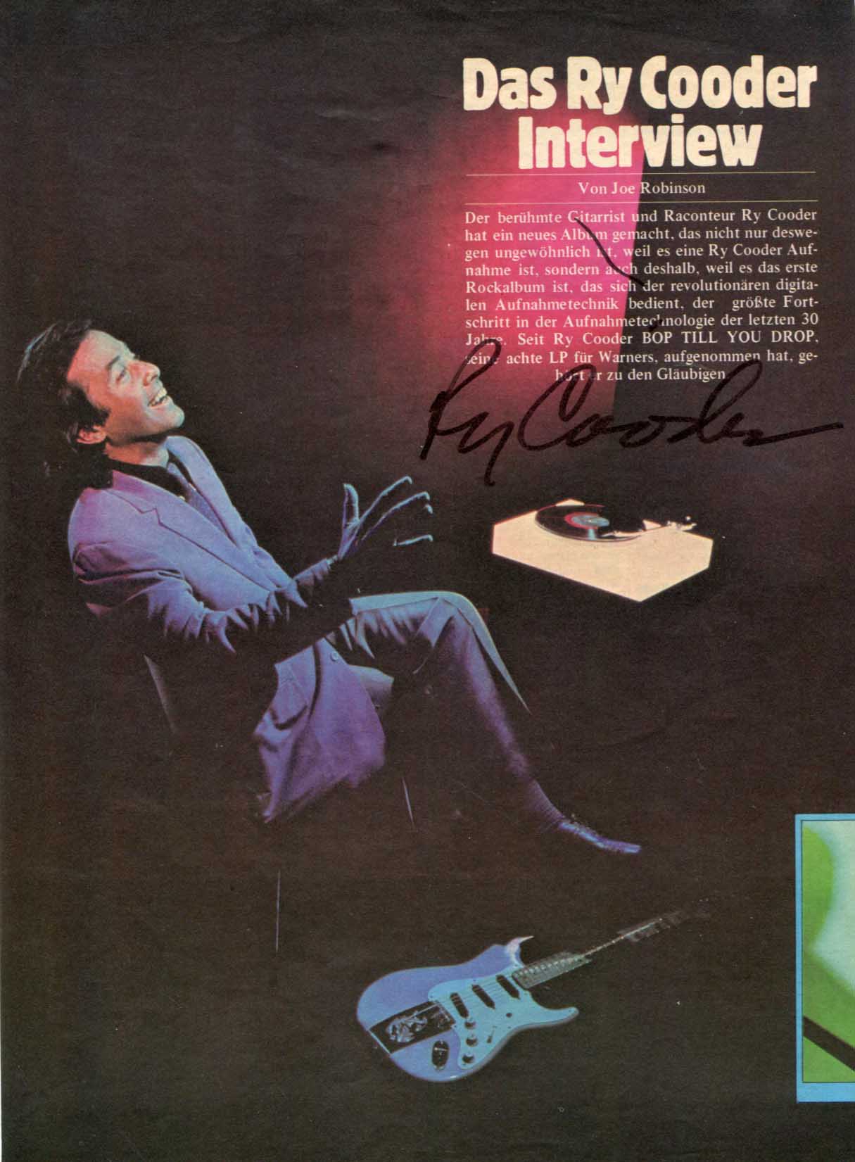 Ry Cooder Autograph | signed photographs