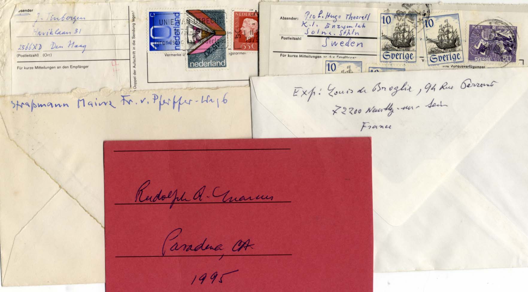 Fritz & Jan & Hugo & Louis & Rudolph A. Straßmann & Tinbergen & Theorell & de Broglie & Marcus Autograph Autogramm | ID 8508588687509