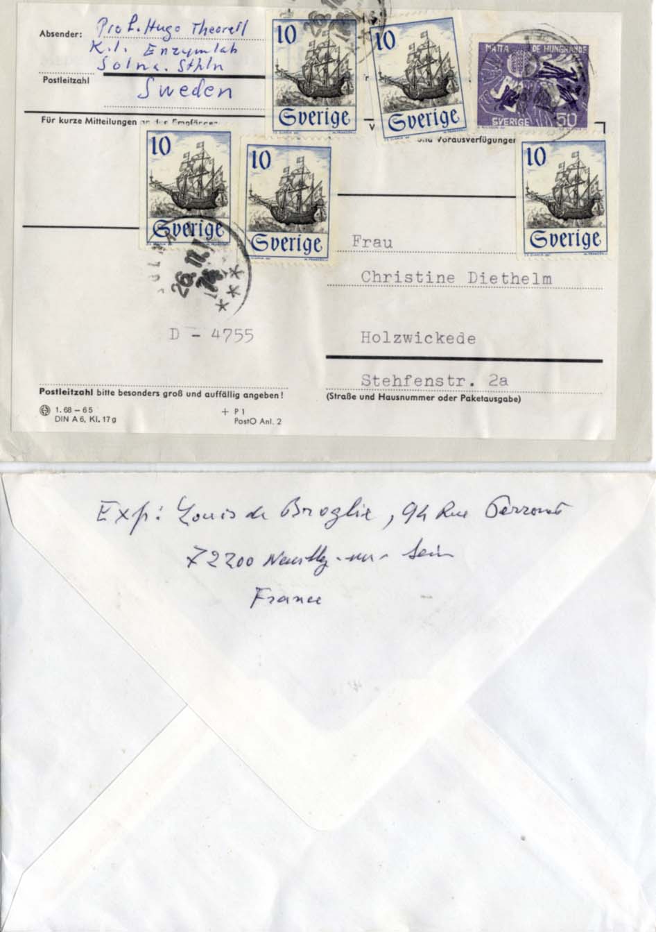 Fritz & Jan & Hugo & Louis & Rudolph A. Straßmann & Tinbergen & Theorell & de Broglie & Marcus Autograph Autogramm | ID 8508588687509