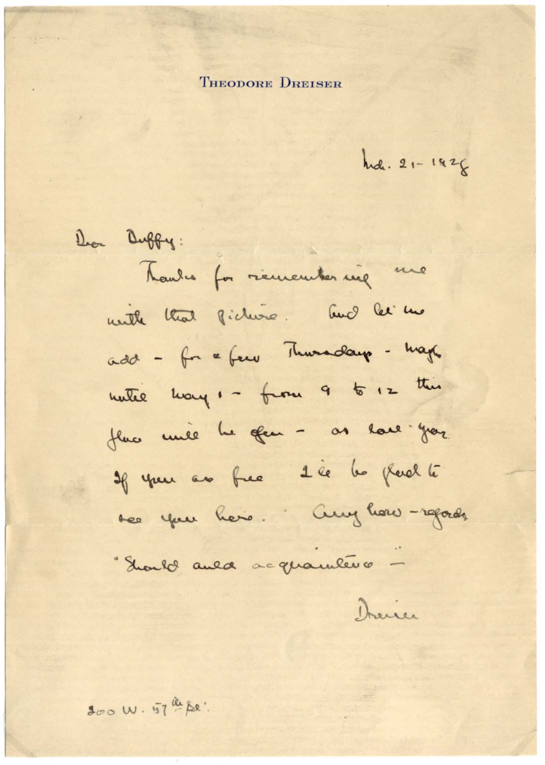 Theodore Dreiser Autograph Autogramm | ID 8302487732373