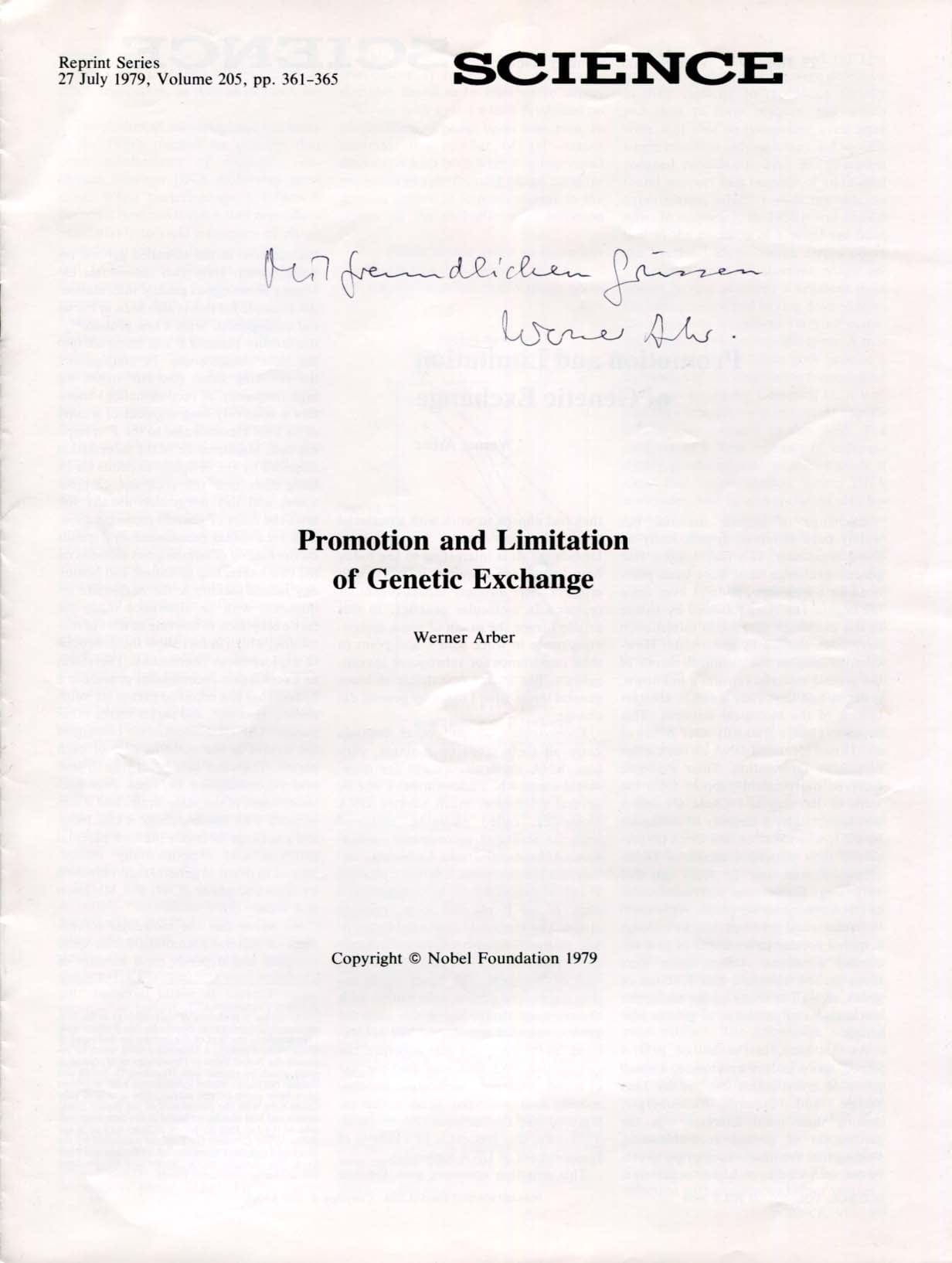 Werner Arber Autograph Autogramm | ID 8277600632981