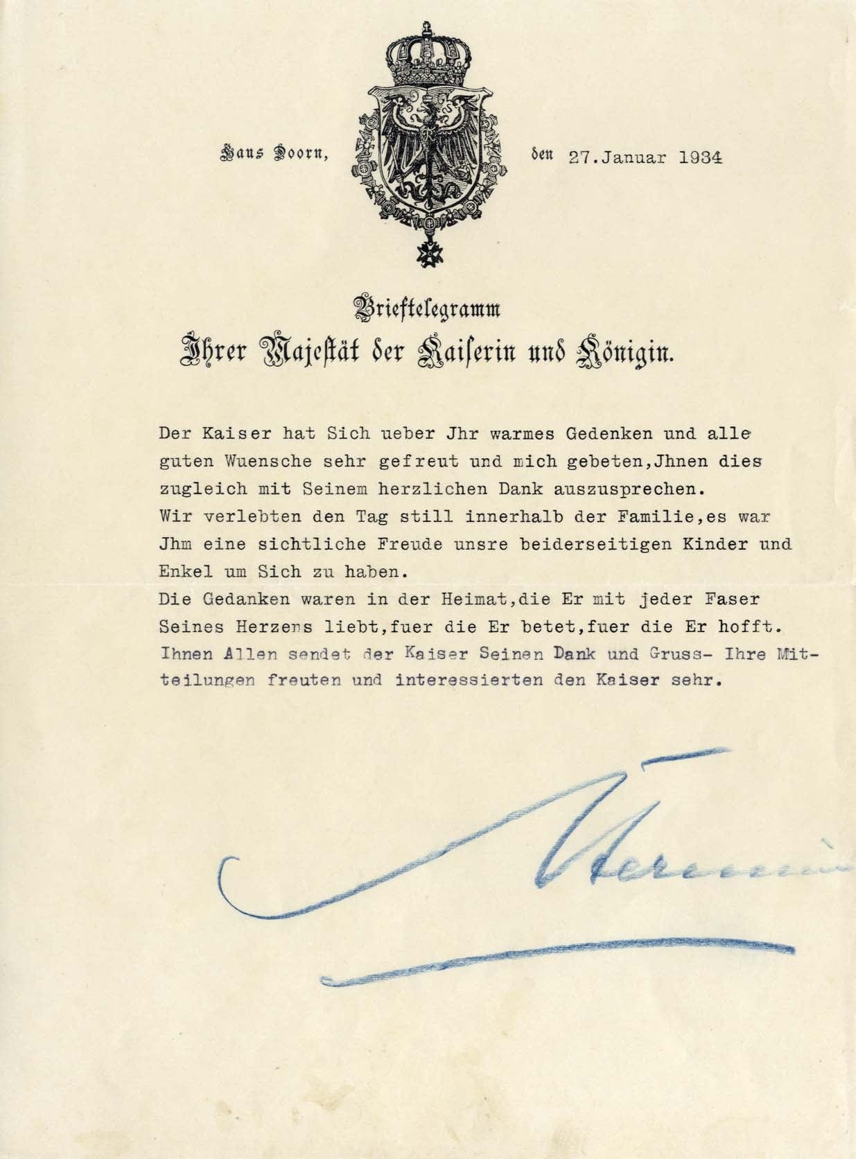 Wilhelm &amp; Hermine Wilhelm II, German Emperor &amp; Reuss of Greiz Autograph Autogramm | ID 7885562609813