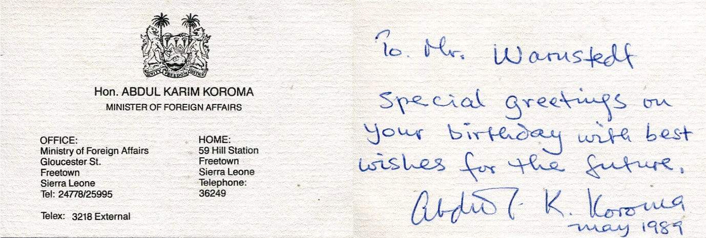 Koroma, Abdul Karim autograph