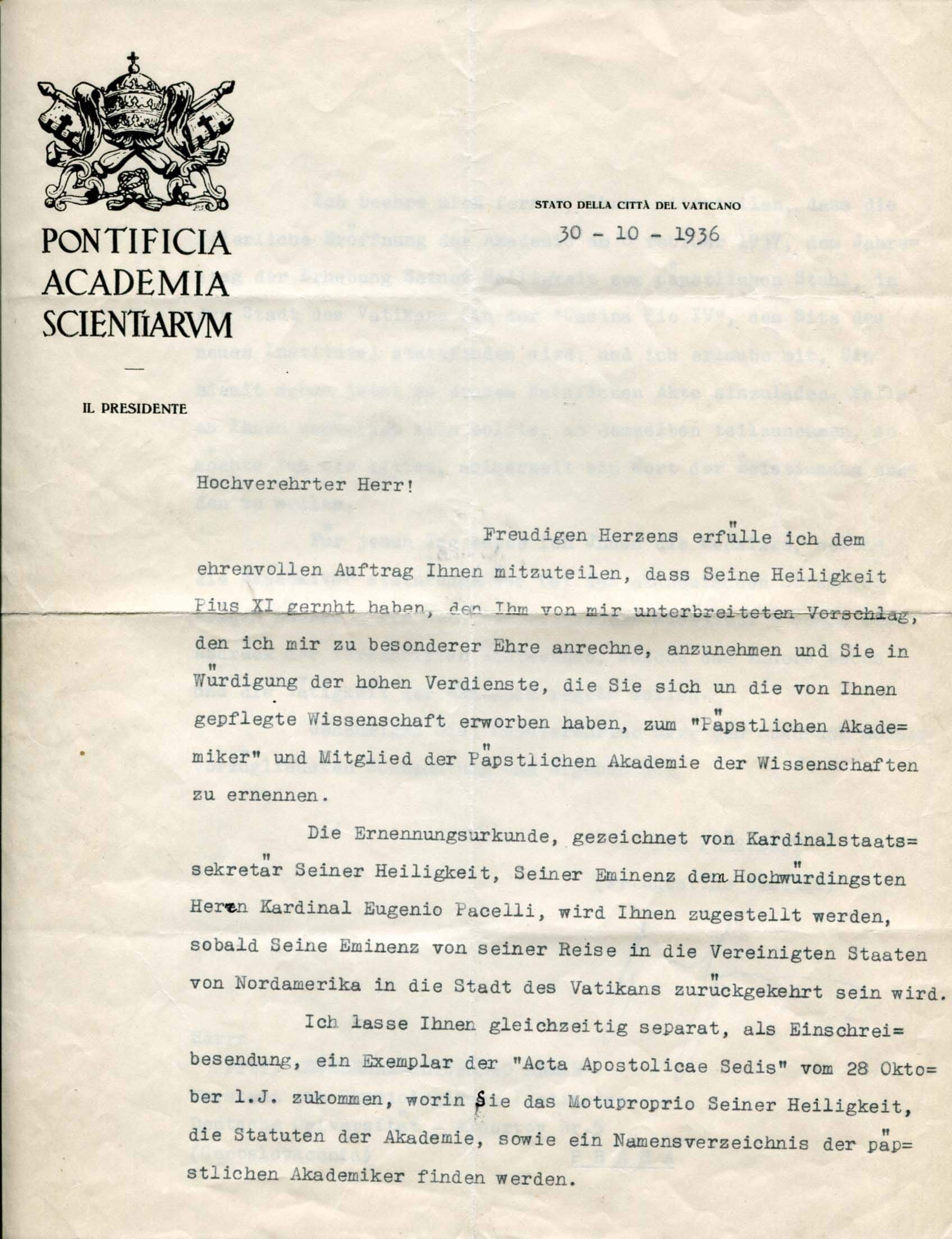 Gemelli, Agostino autograph