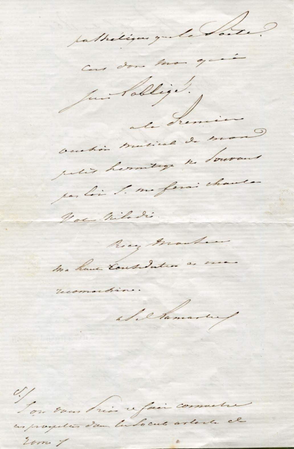 de Lamartine, Alphonse autograph