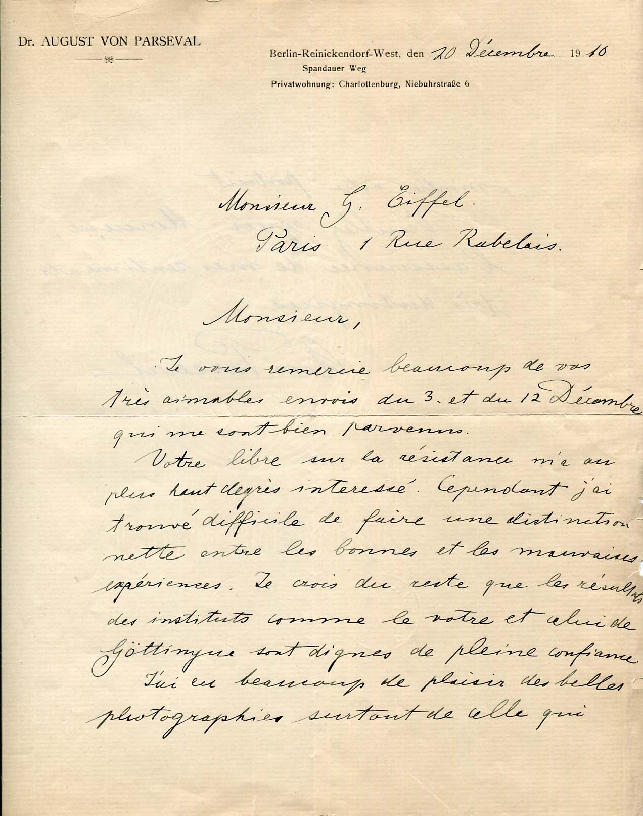 August von Parseval Autograph Autogramm | ID 7046251872405