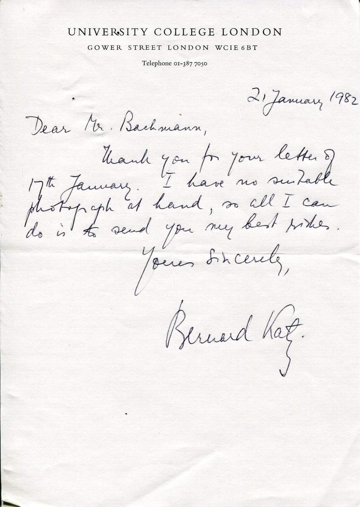 Katz, Bernard autograph
