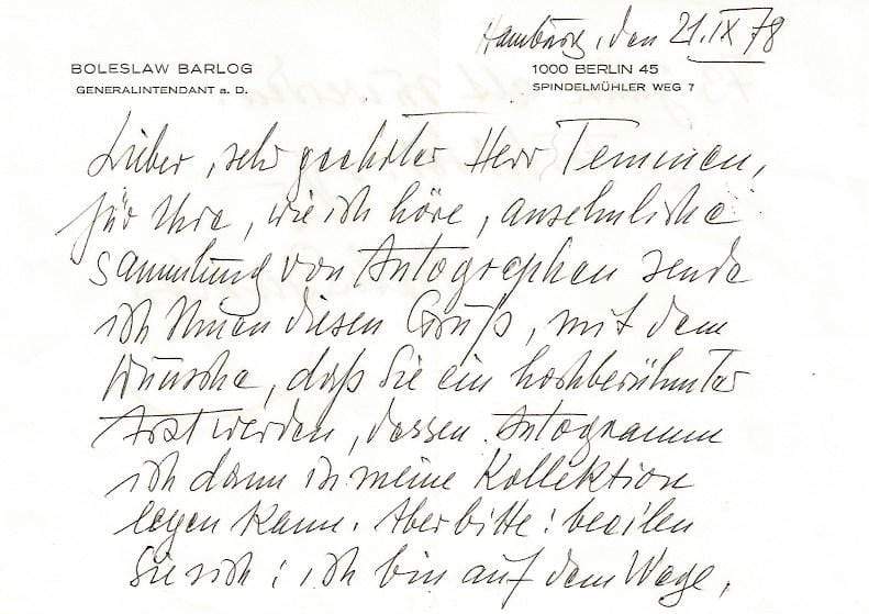 Barlog, Boleslaw autograph