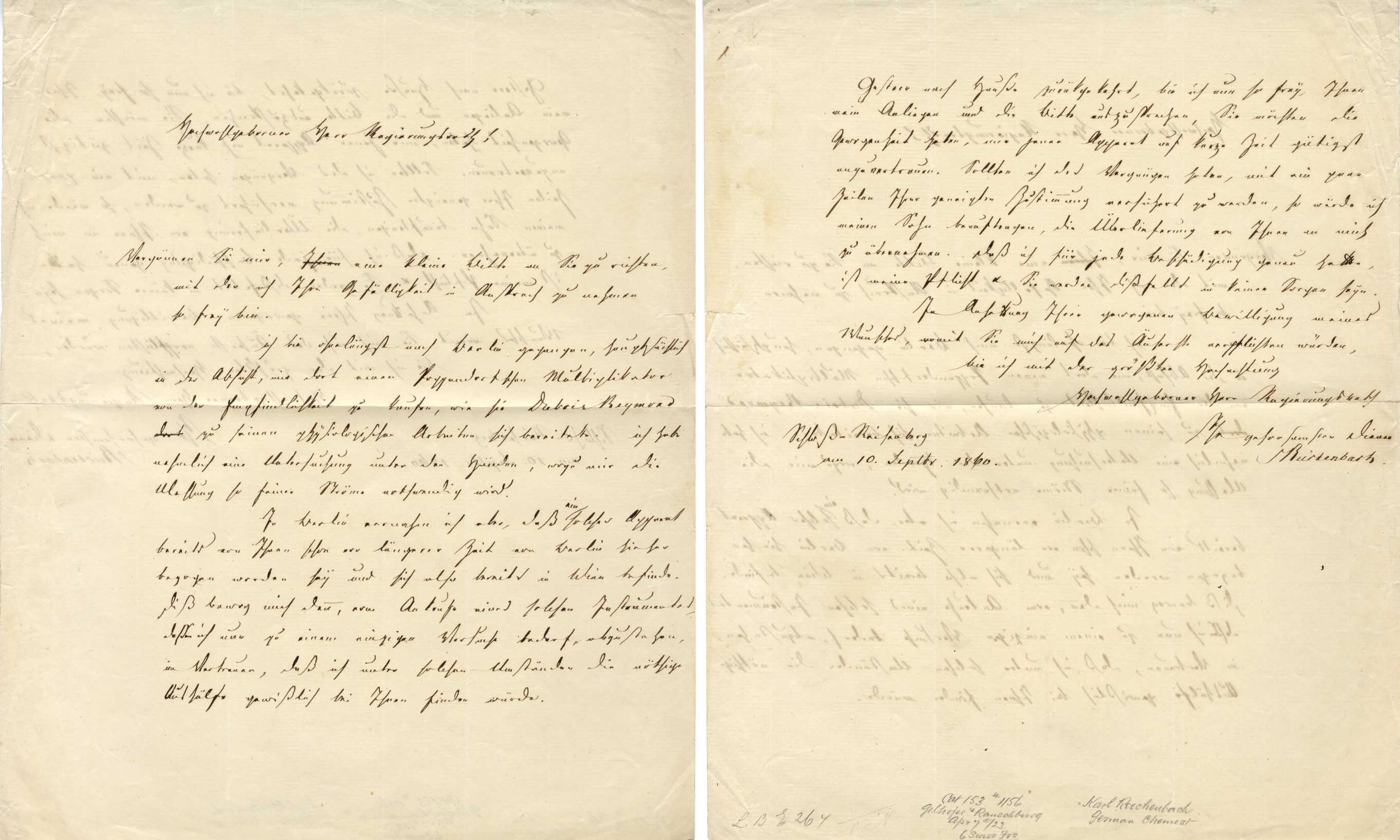 Carl (Karl) Ludwig von Reichenbach Autograph Autogramm | ID 7393201127573