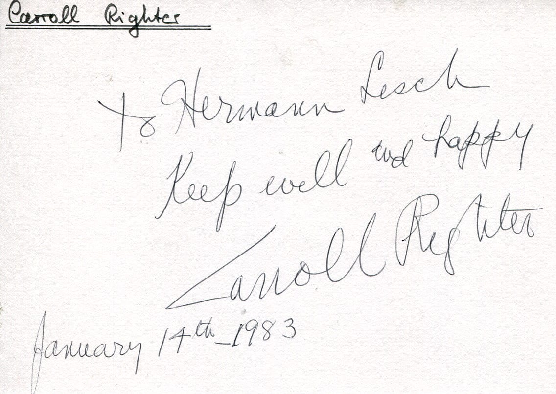 Carroll Righter Autograph Autogramm | ID 7364105502869