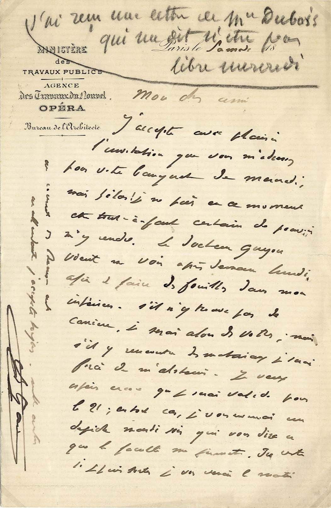 Garnier, Charles autograph